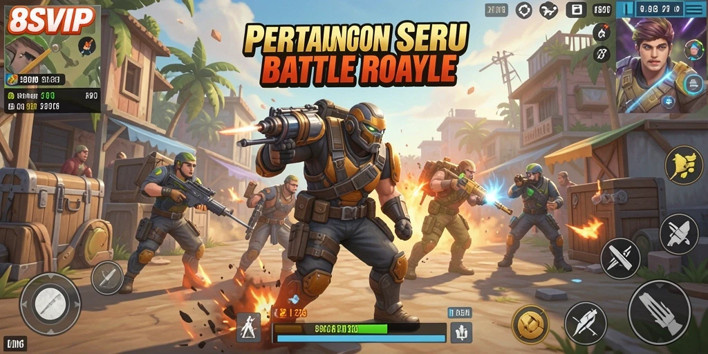 Tampilan gameplay seru dari 8SVIP dalam aksi Battle Royale.