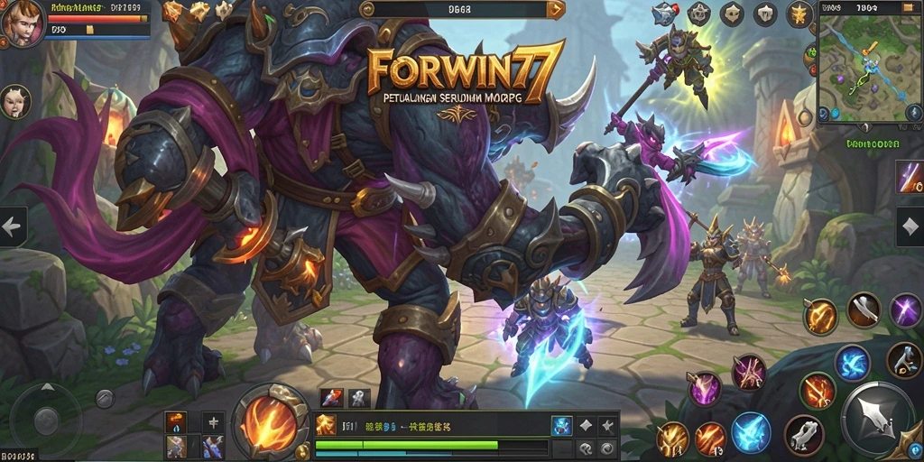 Tampilan gameplay seru dari <strong>FORWIN77</strong> yang menampilkan aksi pertarungan karakter MMORPG.