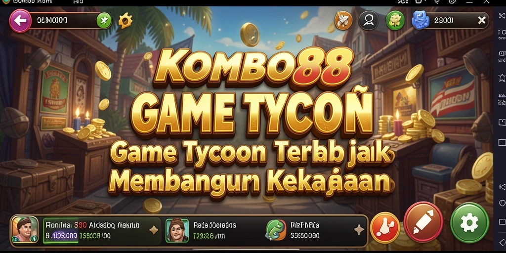 Screenshot gameplay KOMBO88 menampilkan keseruan mengelola bisnis.
