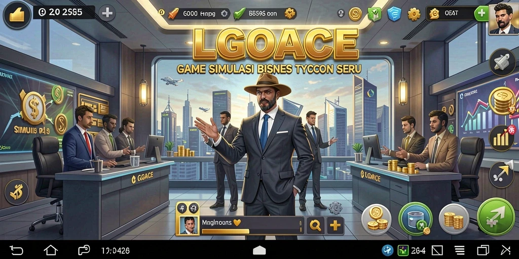 Screenshot gameplay LGOACE yang menggambarkan pengelolaan bisnis Tycoon.