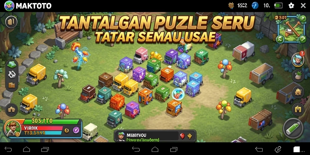 Tampilan gameplay MAKTOTO yang menarik dengan berbagai jenis puzzle.
