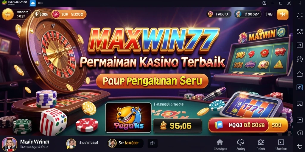 Screenshot permainan <strong>MAXWIN77</strong> dengan tampilan kasino yang memukau.