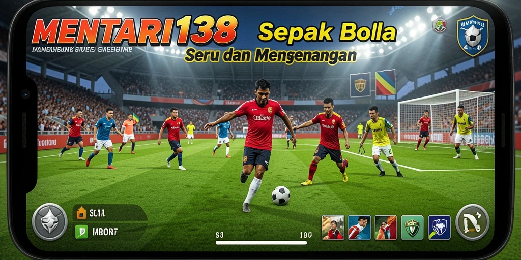 Tangkapan layar MENTARI138 menampilkan aksi seru di lapangan sepak bola.