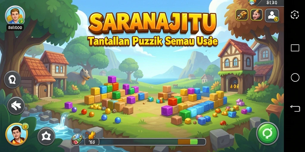 Screenshot gameplay SARANAJITU menampilkan puzzle yang menantang dan seru.