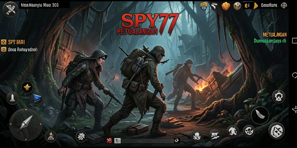 Screenshot gameplay SPY77 menampilkan aksi petualangan yang mendebarkan.