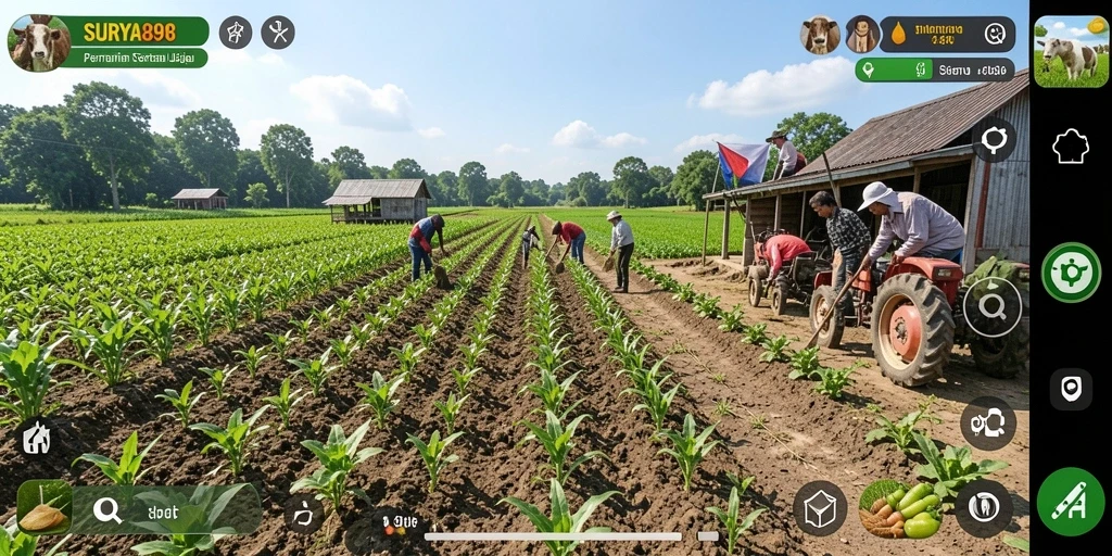 Tampilan gameplay SURYA898 saat bertani di ladang