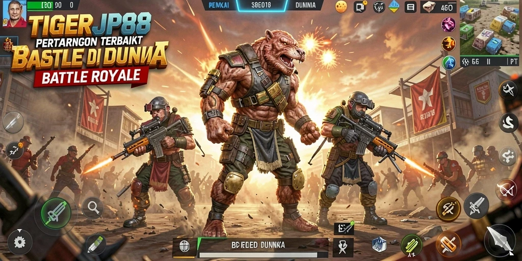 Gameplay seru dan mendebarkan dalam TIGERJP88 Battle Royale.