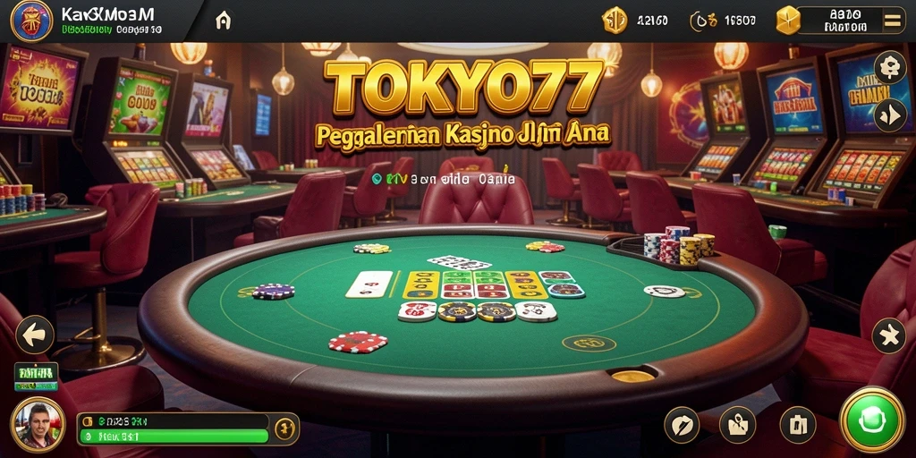 Screenshot utama TOKYO77 menampilkan gameplay Kasino yang seru.